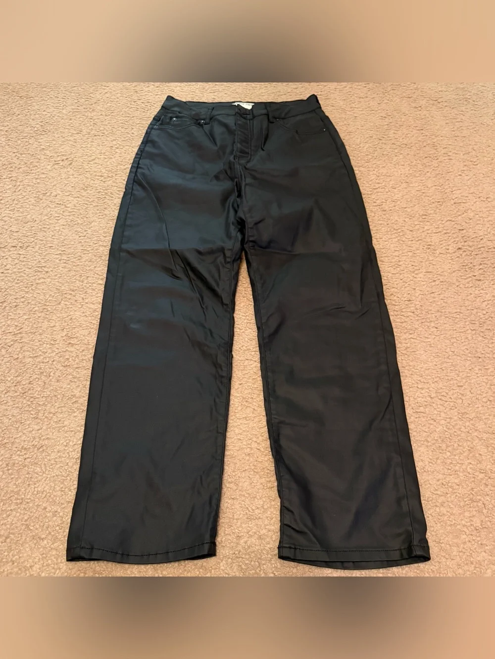 Free People Pacifica Coated Straight Leg Pants Coated Black Size 31 We The Free
